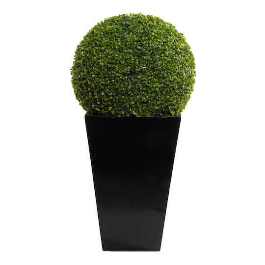 40&#x22; Black Contemporary Topiary Artificial Foliage